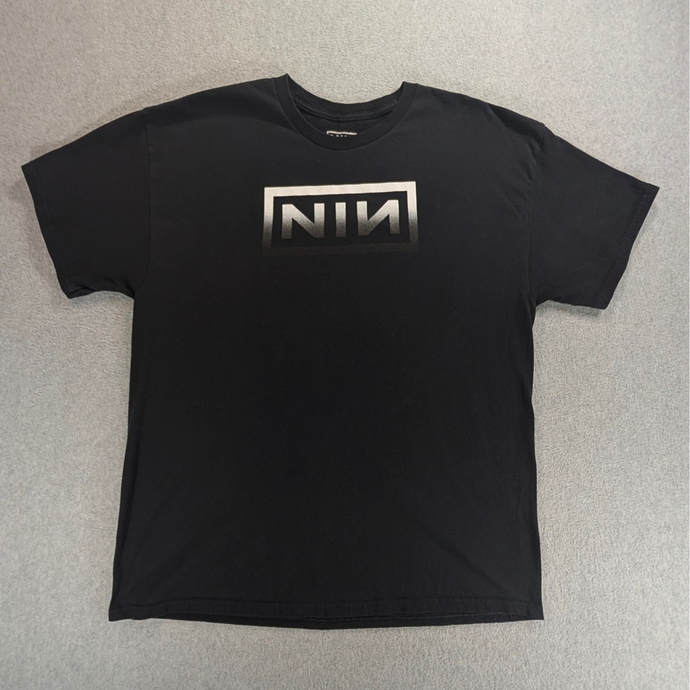 Nine Inch Nails NIN Logo Graphic T-Shirt Black Cotton Mens XL Band Tee 22x29.5